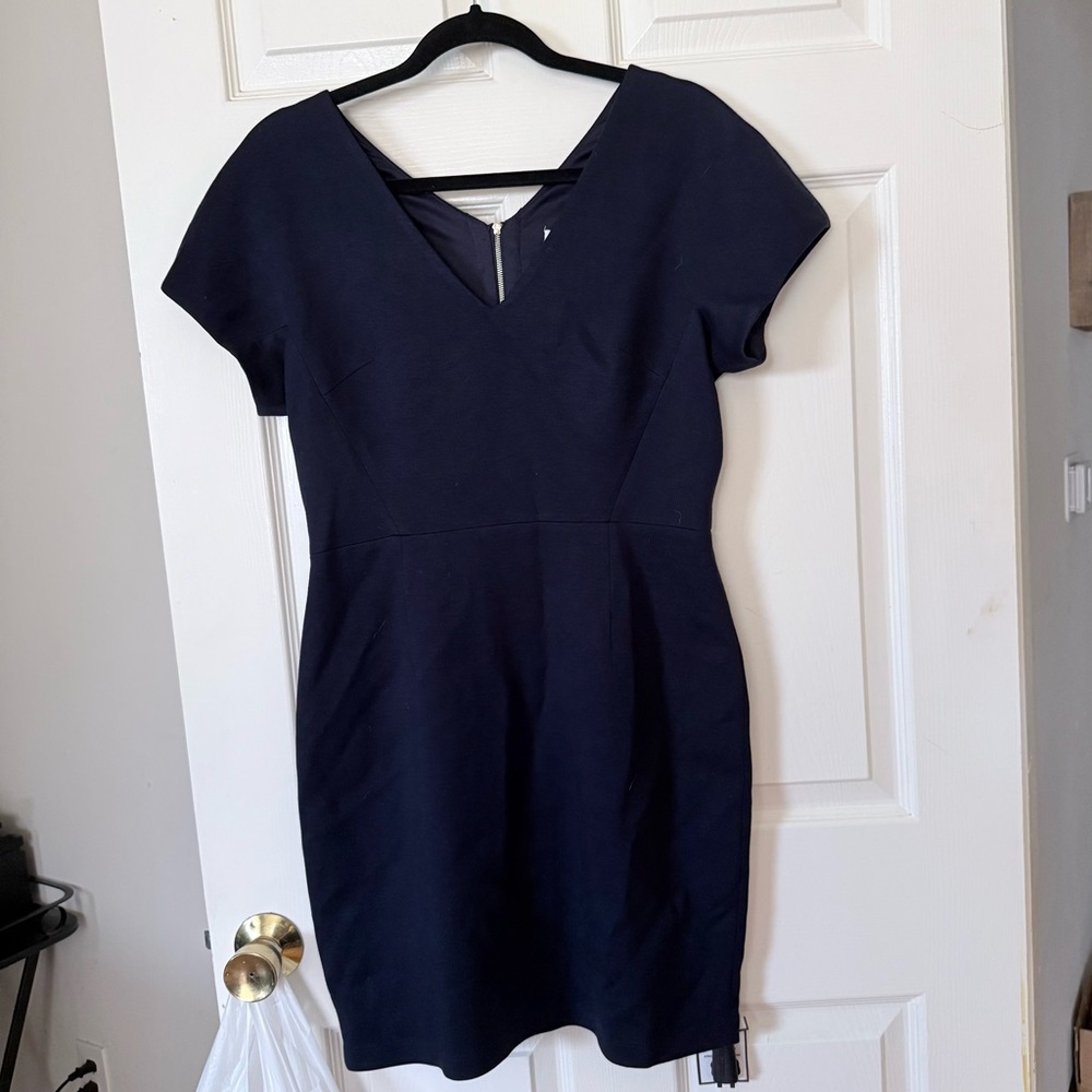 BAILEY 44 BLUE LINED SHORT SLEEVE W ZIPPERED BACK TOP TWO BOTTOM SZ L NEW W TAGS